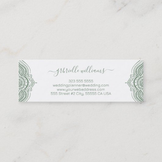 Salie groen lijst op witte achtergrond mini visitekaartje (Achterkant)