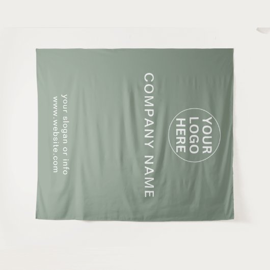 Salie Groen Logo & Tekst l Modern Zakelijk Branded Wandkleed (Voorkant (horizontaal))