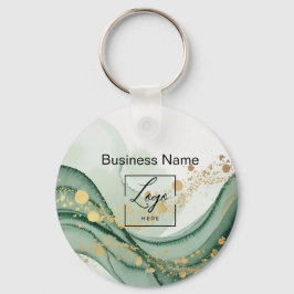 Salie groen marmeren logo Qr code Werknemer Sleutelhanger