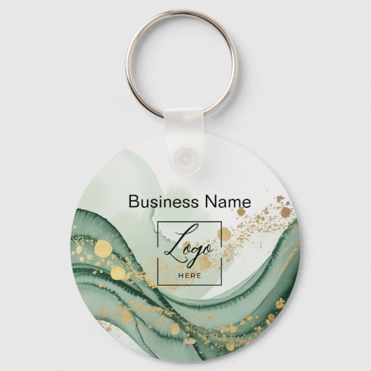 Salie groen marmeren logo Qr code Werknemer Sleutelhanger (Voorkant)