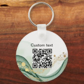 Salie groen marmeren logo Qr code Werknemer Sleutelhanger (Achterkant)