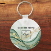 Salie groen marmeren logo Qr code Werknemer Sleutelhanger (Voorkant)