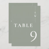 Salie Groen Minimalistisch Modern Monogram Tafelnu Kaart (Voorkant / Achterkant)