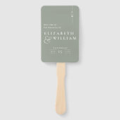Salie groen minimalistisch monogram trouwprogramma handwaaier (Voorkant)