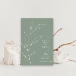 Salie Groen Minimalistisch Olijfblad Tak groen Save The Date