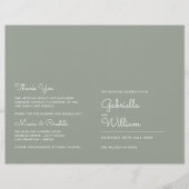 Salie groen minimalistisch script huwelijksprogram (Voorkant)