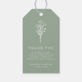 Salie Groen Minimalistische Bloemen Boeket Huwelij Cadeaulabel (Voorkant)