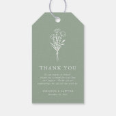 Salie Groen Minimalistische Bloemen Boeket Huwelij Cadeaulabel (Achterkant)