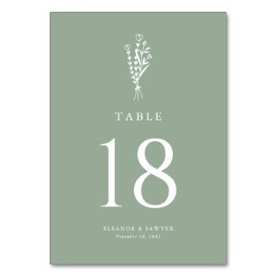 Salie Groen Minimalistische Bloemen Boeket Huwelij Kaart