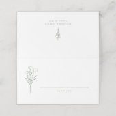 Salie Groen Minimalistische Bloemen Boeket Huwelij Plaatskaartje (Buitenkant ongevouwen)