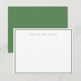 Salie Groen Minimalistische Elegante Rand Koppel  Notitiekaartje