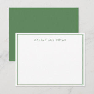 Salie Groen Minimalistische Elegante Rand Koppel  Notitiekaartje