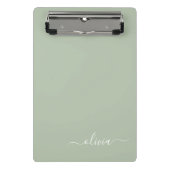 Salie Groen Minimalistische Moderne Monogram Elega Mini Klembord (Voorkant)