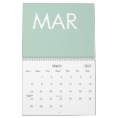 Salie Groen Moderne Minimalist Kalender (Mar 2027)