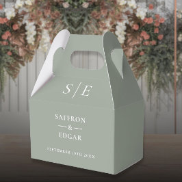 Salie Groen Moderne Monogram Huwelijk Bedankdoosjes