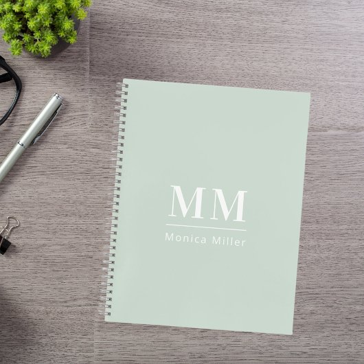 Salie groen monogram initialen notitieboek