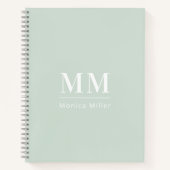 Salie groen monogram initialen notitieboek (Voorkant)