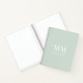 Salie groen monogram initialen notitieboek (Binnen)
