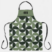 Salie groen monogram patroon schort (Voorkant)