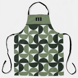Salie groen monogram patroon schort