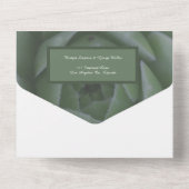 Salie groen monogram succulent bruiloft all in one uitnodiging (Achterkant)