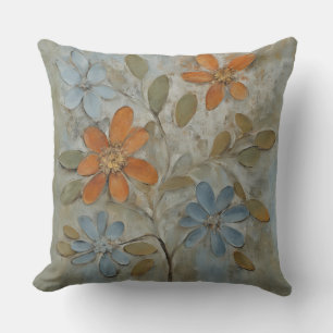 Salie Groen Oranje Blauw Bloemmotief Kussen