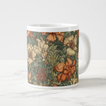 Salie Groen + Oranje Vintage Retro Bloemendesign 