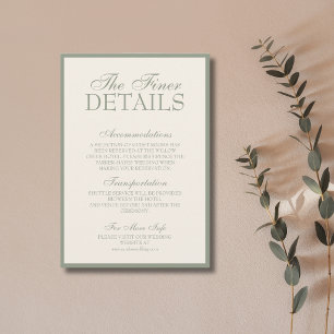 Salie Groen Oude Rijkdom Luxe Glam Trouwdetails Informatiekaartje