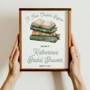 Salie Groen & Perzik Boek Thema Bruidsdouche Poster
