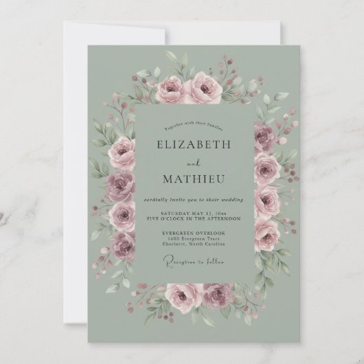Salie Groen Prachtige Weide Bruiloft Kaart (Voorkant)