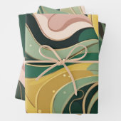 Salie groen roze abstract Wrapping Paper 3 vellen (In situ)