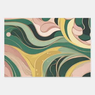 Salie groen roze abstract Wrapping Paper 3 vellen