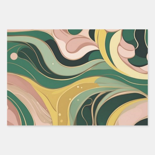 Salie groen roze abstract Wrapping Paper 3 vellen (Voorkant)