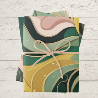 Salie groen roze abstract Wrapping Paper 3 vellen
