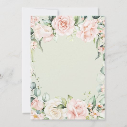 Salie Groen & Roze Bloemen Elegant Vrijgezellenfee Kaart (Achterkant)