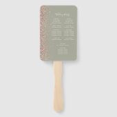 Salie Groen Roze Gouden Glitter Rand Trouwprogramm Handwaaier (Achterkant)