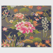 Salie Groen Roze Japans Kimono Bloemen Decoupage Cadeaupapier (Vlak)