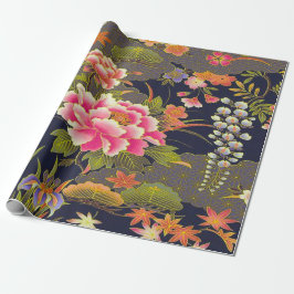 Salie Groen Roze Japans Kimono Bloemen Decoupage Cadeaupapier