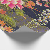 Salie Groen Roze Japans Kimono Bloemen Decoupage Cadeaupapier (Hoek)
