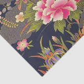 Salie Groen Roze Japans Kimono Bloemen Decoupage Tissuepapier (Detail)