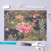 Salie Groen Roze Japans Kimono Bloemen Decoupage Tissuepapier (Craft)