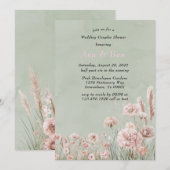 Salie Groen Roze Pioen Trouwkoppels Douche Kaart (Voorkant / Achterkant)