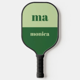 Salie groen schrift monogram initiaal pickleball paddle
