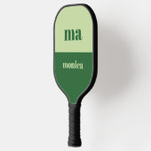 Salie groen schrift monogram initiaal pickleball paddle (Links)