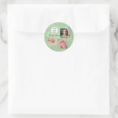 Salie groen script 3 foto doula diensten ronde sticker (Tas)