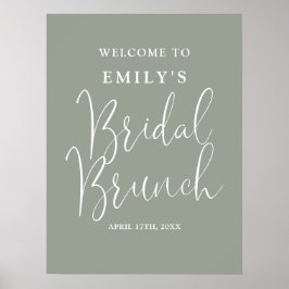 Salie groen script bruidsbrunch welkomstbord poster