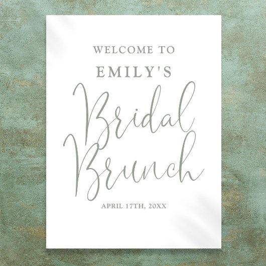 Salie groen script bruidsbrunch welkomstbord poster