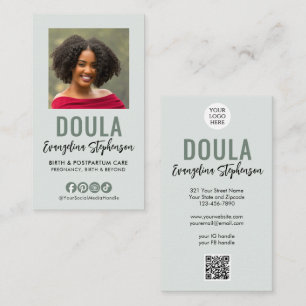 Salie Groen Script Logo QR Code Foto DOULA Visitekaartje