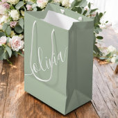 Salie Groen Script Minimalistische Monogram Elegan Medium Cadeauzakje