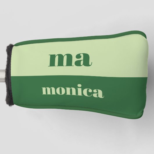 Salie groen script monogram initiaal golfheadcover (Voorkant)
